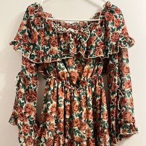 Topshop floral off shoulder dress